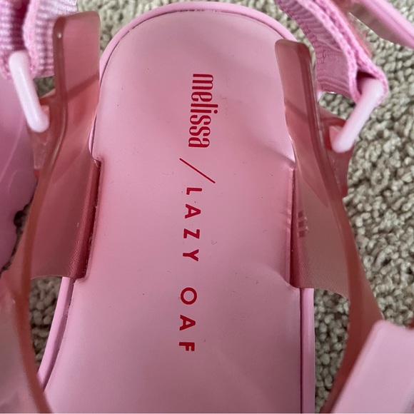 Lazy Oaf x Melissa Kick Off Heart Platform Sandals Pink Red Size 8 - Picture 4 of 10